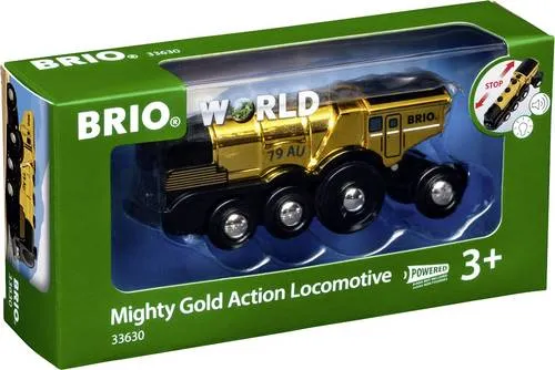 Mighty Gold Action Locomotive - Batteriebetriebene Spielzeuglokomotive mit Licht und Sound, fördert logisches Denken und Feinmotorik für Kinder ab 3 Jahren