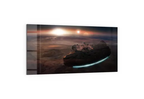 DEQORI Glasbild 'Millennium Falcon Dunkel', 'Millennium Falcon Dunkel', Glas Wandbild Bild schwebend modern