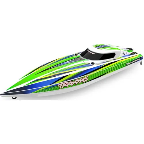 TRAXXAS DISRUPTOR 26 Zoll V-Rumpf Boot - Elektro Speedboot in grün, ideal für schnelle Rennen mit Selbstaufrichtung und sofort einsatzbereit – perfekt für Wasserabenteuer!