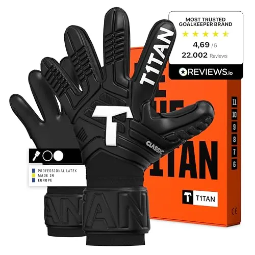 T1TAN Classic 1.0 Black-Out Torwarthandschuhe - Größe 11 - Hochwertige Torwarthandschuhe mit starkem Grip und optimaler Ballkontrolle. Der bewährte Flat Cut sorgt für einfache Fangtechniken und abriebfeste Materialien garantieren eine lange Lebensdauer. Ideal für Training und Spiel.