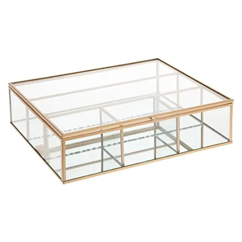 Atmosphera Schmuckschatulle "Mood" - Elegante goldfarbene Box aus Glas und Metall - Dekorative Boxen & Kästen - Stilvolle Schmuckschatulle in Gold, ideal zur Aufbewahrung Ihrer wertvollen Schmuckstücke.