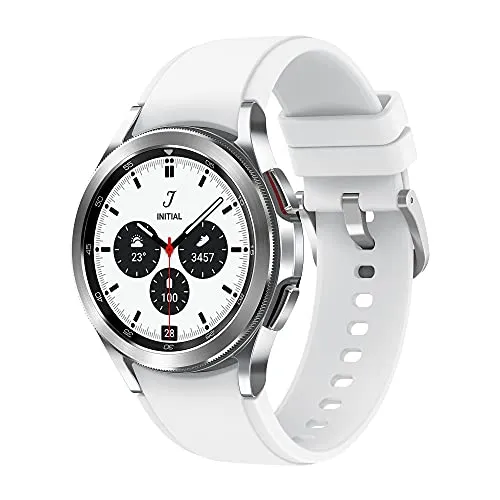 Samsung Galaxy Watch4 Classic 42 mm, Runde LTE Smartwatch mit drehbarer Lünette - Smartwatch für Fitness und Gesundheit – misst Körperzusammensetzung, Blutdruck und EKG, ideal für aktive Nutzer und Technikliebhaber.