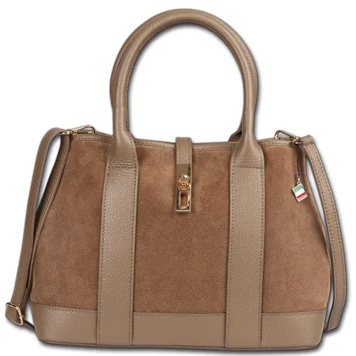 FLORENCE Schultertasche aus echtem Leder in Grau - Elegante Damen Schultertasche aus hochwertigem Kalbsleder, ideal für den Alltag. Mit großzügigem Stauraum von 16 l und stilvollem Design in Querformat.