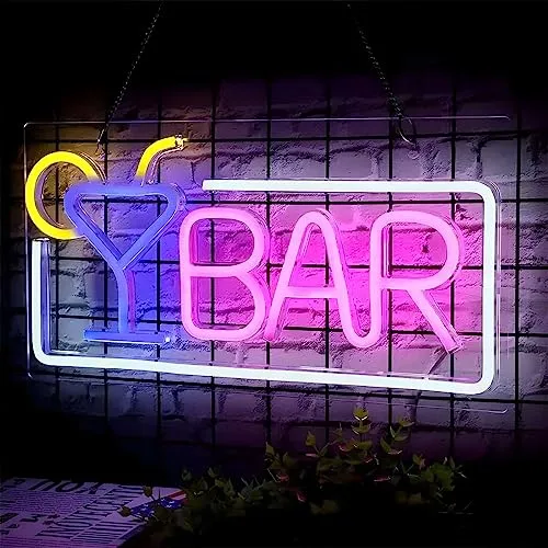 BAR weiß blau pink Neonlicht LED Neon Schild USB Licht Lampe Reklame Leuchte Party Nachtlicht Wand Dekoration Hintergrund Beleuchtung Deko Wandleuchte Disko BAR Deko Laden Schaufenster Kiosk Club