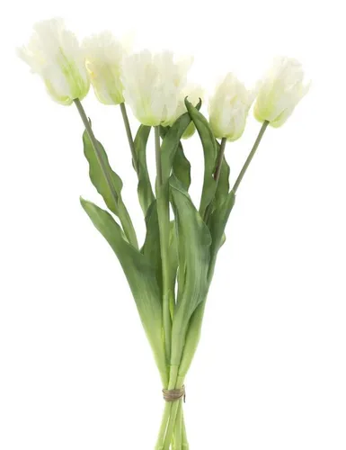Kunstblume Tulpenbündel Parrot 52cm Real-Touch Tulpenstrauß mit 6 Tulpen Ostern, mucPlants