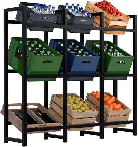 CLP Getränkekistenständer Metall freistehend – robustes und platzsparendes Regal für Getränkekisten - Praktisches Getränkekistenregal für Ordnung in Küche, Keller oder Abstellraum. Stabiler Metallständer mit modernem Design, flexibel einsetzbar und leicht umzustellen – ideal für genormte Getränkekisten.