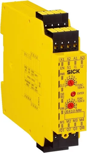 Sick Sicherheitssteuerung UE410-MM4 6034645 - Sicherheitsrelais mit Mutingfunktion, ideal für anspruchsvolle Anwendungen, Performance Level E und SIL 3 für höchste Sicherheit.