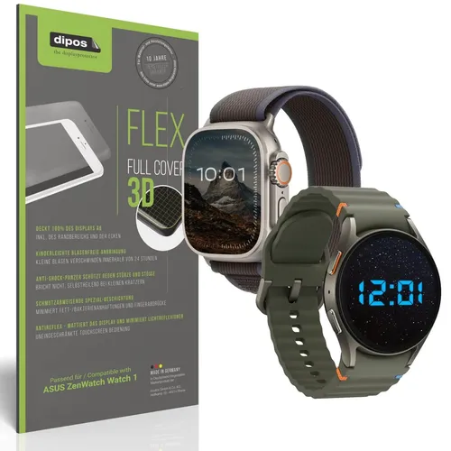 2x Full Cover Schutzfolie matt für ASUS ZenWatch Watch 1 Panzerfolie Anti-Shock