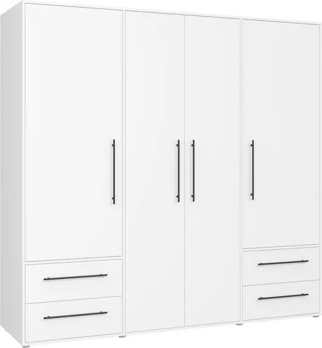 FORTE Drehtürenschrank Mokkaris - Viel Stauraum in elegantem Weiß - Drehtürenschrank mit 3 oder 4 Türen, viel Stauraum und verstellbaren Einlegeböden. Made in Europe, ideal für jeden Raum.