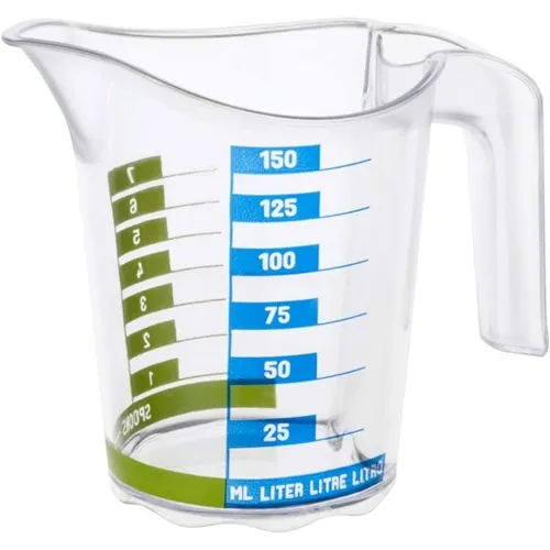 Rotho DOMINO Messbecher 150 ml – Transparent und Praktisch - Der Rotho DOMINO Messbecher aus robustem SAN-Kunststoff bietet eine präzise Füllmenge von 150 ml. Ideal für die Küche, um Zutaten genau abzumessen und vielseitig einsetzbar.