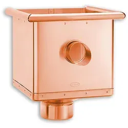 Wasserfangkasten Grömo kubisch exzentrisch mit Überlauf, Kupfer - Töpfe – Hochwertiger Wasserfangkasten aus Kupfer, ideal für effektive Wasserableitung, in verschiedenen Größen erhältlich.