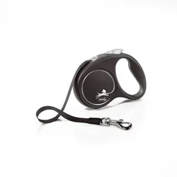 FLEXI Black Design Leine schwarz M - 5m bis zu 25kg - Gurt