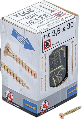 BGS Diy 88001 | Mehrzweckschrauben | T-Profil (für Torx) T10 | 3,5 x 30 mm | 200 Stück