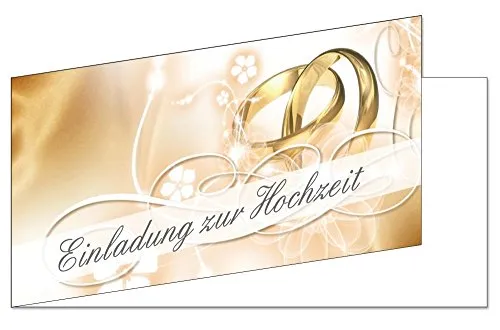 Einladungskarten zur Hochzeit Einladungen Ringe Format DIN lang 21x10 cm 50 x