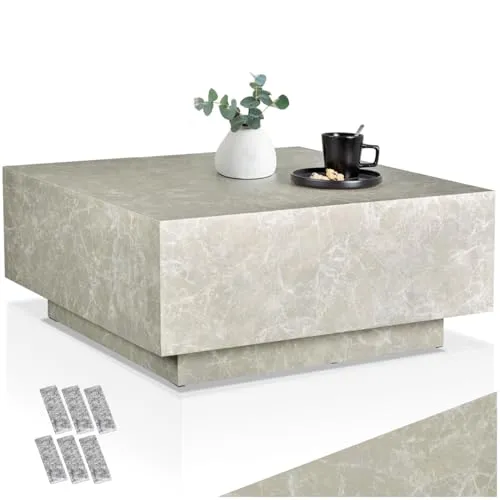 TecTake Couchtisch Lasley - Stilvolle Travertin Optik, 45 kg Belastbarkeit - Moderne Couchtische mit robuster MDF-Fertigung und elegantem Standfuß. Ideal für Wohnzimmer oder Büro, pflegeleicht und schnell montierbar.