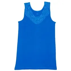 Toker Collection® Achselhemd Damen Unterhemd mit extra breiter Spitze (1 Stück, einzeln gepackt) Spitze in vielen Varianten blau 36/38