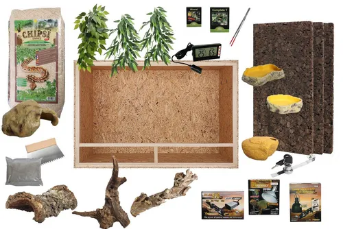 M&S Reptilien Terrarium Komplettset DELUXE: Für Leopardgeckos (100 cm Länge)