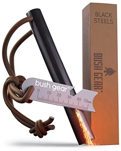 Bush Gear Feuerstahl Outdoor XXL - Extremer Funkenflug für Abenteuer - Zünden Sie mühelos Feuer bei jedem Wetter mit dem XXL Feuerstahl von BUSHGEAR. Langlebig und effektiv, ideal für Camping, Survival und Bushcraft. Enthält elastisches Seil zur sicheren Befestigung.