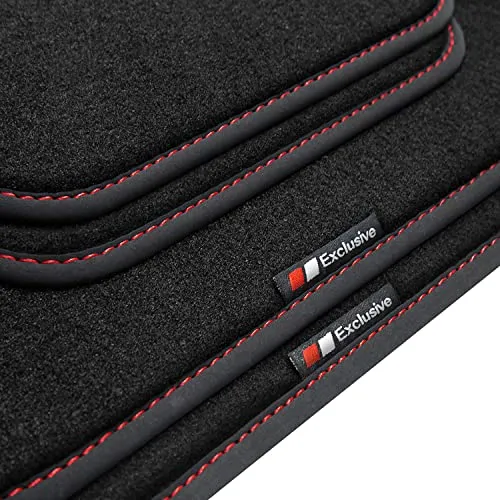 tuning-art BEF930 Fußmatten passend für Mitsubishi Outlander PHEV 2013-09/2018, Naht:Rot. Deluxe Velours
