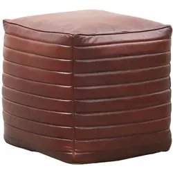 Marrakesch Orient & Mediterran Interior Hocker Vintage Pouf aus Leder Janeiro (1 St) - Sitzhocker aus echtem Ziegenleder in klassischem Cognac-Braun, handgefertigt und vielseitig einsetzbar – ideal als Fußhocker, Gaming Stuhl oder Meditationskissen.