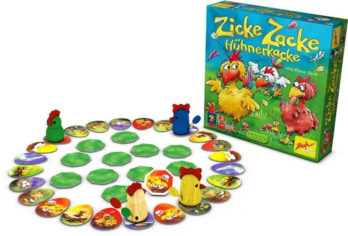 Zoch 601121800 Zicke Zacke Hühnerkacke - Kinderspiel des Jahres 1998, rasantes Gedächtnisrennen für 2-4 Spieler ab 4 Jahren