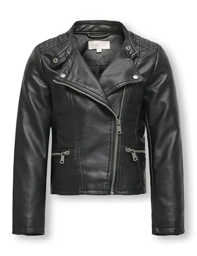 KIDS ONLY Bikerjacke KONFREYA FAUX LEATHER BIKER OTW NOOS schwarz 122 - Funktionsjacken, modische Bikerjacke aus Kunstleder mit Reißverschlusstaschen und asymmetrischem Verschluss für einen stylishen Look.