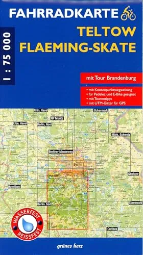 Fahrradkarte Teltow, Flaeming-Skate: Mit Flaeming-Skate. Mit UTM-Gitter für GPS. Maßstab 1:75.000. Wasser- und reißfest. (Fahrradkarten)