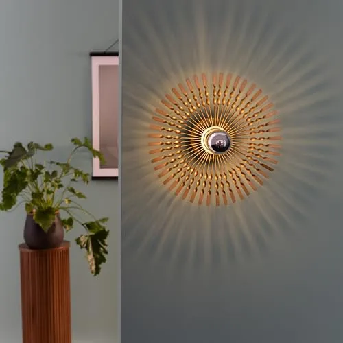 Lightbox Glamour Wandlampe | Ø 33 cm | spektakuläre Wandleuchte - Wandleuchten - Dekorative Wandlampe mit einzigartigem Lichteffekt wie eine Sonne, ideal für eine stilvolle Atmosphäre im Wohnzimmer.