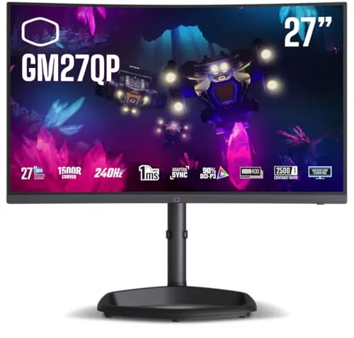 Cooler Master CMI-GM27QP-EK 68,6 cm (27 Zoll) Widescreen VA Multimedia Curved Monitor (2560 x 1440/1 ms/2 x HDMI/DisplayPort) Schwarz
