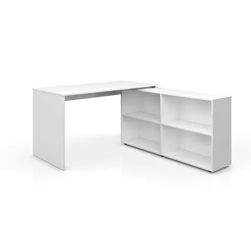 Vicco Eckschreibtisch FlexPlus, Weiß, 137 x 60 cm - Eckschreibtisch mit drehbarer Tischplatte, ideal für platzsparendes Arbeiten im Home Office oder Büro.