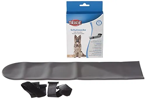 Trixie 19434 Schutzsocke XL - Silikon, grau - Pfotenschutz für Hunde, hält Wunden und Verbände trocken und sauber, flexibles Material für optimale Bewegungsfreiheit und einfaches Anpassen durch Zuschneiden.