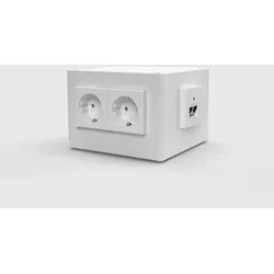 BS BODENSTECKDOSEN BS 1206-1-8 Aufbodentank - Steckdosenleiste mit 4x Schutzkontakt-Steckdose und 2x RJ45, ideal für flexible Arbeitsplatzlösungen und modernen Bürobedarf.