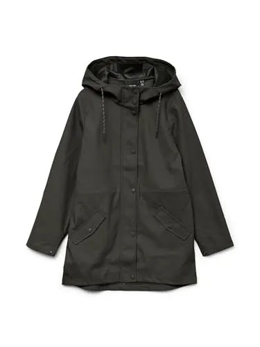 Vero Moda Malou Coated Jacke Damen - Funktionsjacke, wasserfest bis 3.000mm, ideal für Übergangszeiten mit verstellbarer Kapuze und Druckknopfverschlüssen für zusätzlichen Schutz.