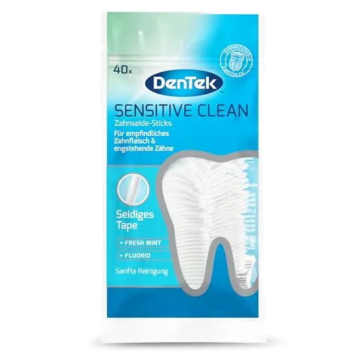 St. DenTek Sensitive Clean Zahnseide-Sticks - für sensibles Zahnfleisch - engstehende Zähne - Zahnreinigung der Zahnzwischenräume - Minzgeschmack - Fluorid - Zahnstocher - Zungenreiniger 40