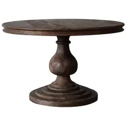 baario Esstisch Esstisch HARRISON dunkelbraun Ø140, rund massiv Mangoholz Landhaus Antik Design braun 140 cm x 77 cm x 140 cm