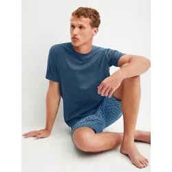 CALIDA Pyjama Relax Streamline 1 (2 tlg) - Bequemer Schlafanzug in Blau M (44/46) - Klassischer 2-teiliger Pyjama mit Rundhalsausschnitt und kurzem Arm aus 100% Baumwolle. Ideal für entspannte Nächte, atmungsaktiv und pflegeleicht.