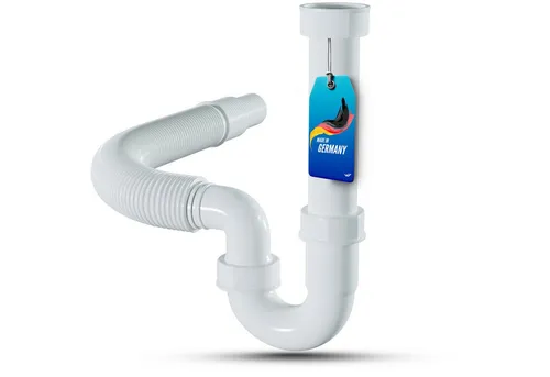 Lobenswerk Siphon Röhrensiphon für Küchenspüle, mit flexiblem Ablaufschlauch, 100% Wasserdicht