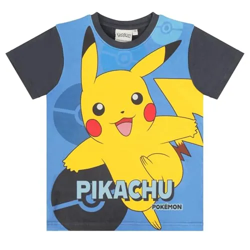 Pokemon T-Shirt Jungen Mädchen Pikachu Poke Shirt (DE/NL/SE/PL, Numerisch, 152, Regular, Dunkelblau)