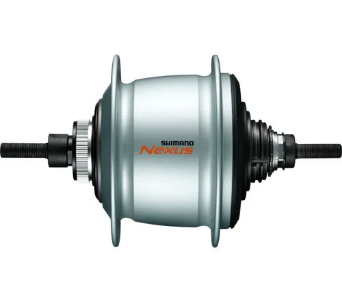 Shimano NEXUS 8-Gang Getriebenabe SG-C6001 mit Scheibenbremse - Hochwertige 8-Gang Getriebenabe für reibungsloses Schalten und optimale Anpassung an verschiedene Antriebsbedingungen. Ideal für Fahrräder mit Scheibenbremse, silbernes Aluminium-Design.