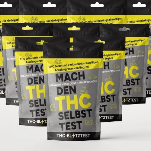 10x THC-Blitztest 5ng/ml - Schneller Drogentest für Zuhause - Drogentests: Zuverlässiger THC-Blitztest mit 5ng/ml Nachweisgrenze, ideal für schnelle und diskrete Selbsttests.