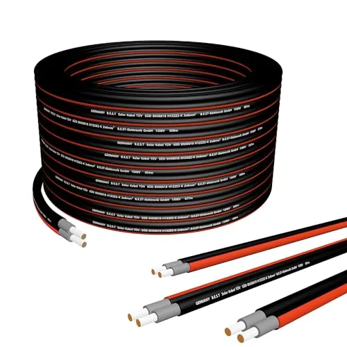 Germany B.e.s.t Solarkabel Duplex 6mm2 - Hochwertiges 50m PV Kabel aus Kupfer in Schwarz und Rot für optimale Energieübertragung. Flexibel und robust für eine einfache und sichere Installation Ihrer Photovoltaikanlage.
