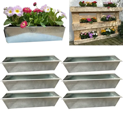 6x verzinkt Blumenkasten für Balkonkasten Europalette Einsatz Pflanzkasten 38cm
