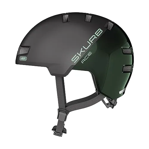 ABUS Skurb ACE grün (moss green) M (55-59 cm) - Fahrradhelm für stilsichere Radfahrer und Skateboarder, bietet zuverlässigen Schutz mit In-Mold Fertigung und Ponytail-Kompatibilität für optimalen Tragekomfort.