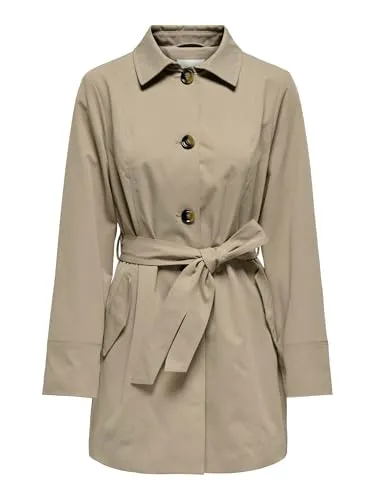 JDY Beiger Trenchcoat für Damen Größe S - Funktionsjacke von JDY in Beige mit abnehmbarem Gürtel und eleganten Eingrifftaschen – perfekt für stilvolle Auftritte!