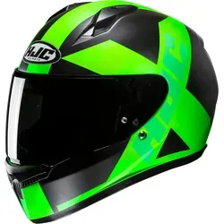 HJC C10 Tez Helm, schwarz-grün, Größe L für Männer - Motorradhelm mit fortschrittlicher Polycarbonate Composite-Schale, verbessertem Sichtfeld und perfekter Passform für alle Größen von Jugendlichen bis Erwachsenen.