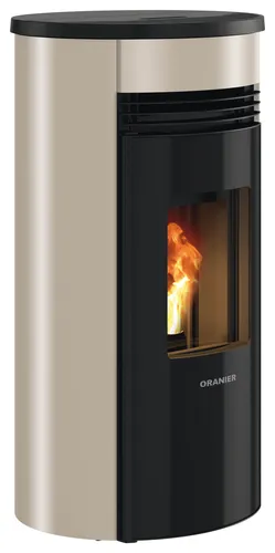 Oranier Pelletofen Sando 50 Taupe – 2,4 kW Dauerbrand - Kaminöfen mit programmierbarer Nachtabsenkung, externem Luftanschluss und einem beeindruckenden Wirkungsgrad von 90% für effiziente Wärme.