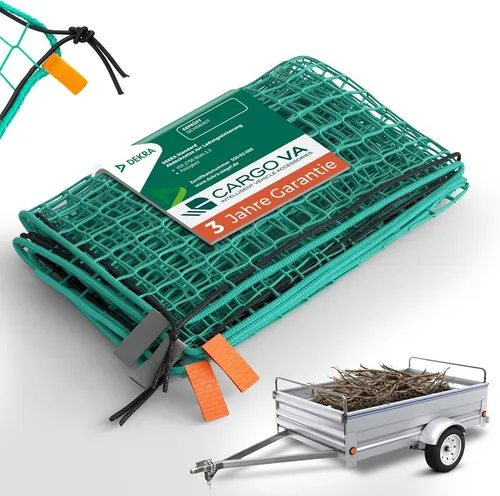 CargoVA® Anhängernetz mit Gummiseil – Verstärkt und DEKRA geprüft - Verstärktes Anhängernetz für sichere Ladungssicherung. Farbige Eckmarkierungen ermöglichen eine schnelle Ausrichtung. Der umlaufende Gummizug sorgt für stabilen Halt. DEKRA-geprüfte Qualität für deinen Transportbedarf.