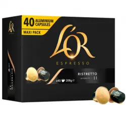 RISTRETTO L'OR Espresso-Kaffeekapseln – Nespresso-kompatible Aluminiumkapseln - Kaffee mit intensivem Aroma und vollmundigem Geschmack, ideal für Kaffeeliebhaber, die Wert auf Qualität legen.