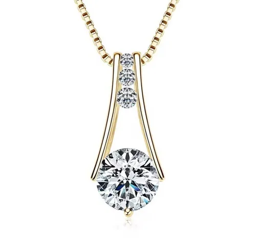 ROUGEMONT Kette mit Anhänger Extravagante Moissanit Damen Halskette 1,0ct 925 Sterling Silber Gold, Echtschmuck mit Echtheitszertifikat