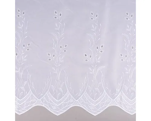 SCHÖNER LEBEN. Gardinenstoff mit Blätterstickerei in Weiß - Hochwertiger Meterware Gardinenstoff aus transparentem Voile mit Blätterstickerei. Ideal für individuelle Fensterdekorationen, pflegeleicht und waschbar bei 30 Grad.